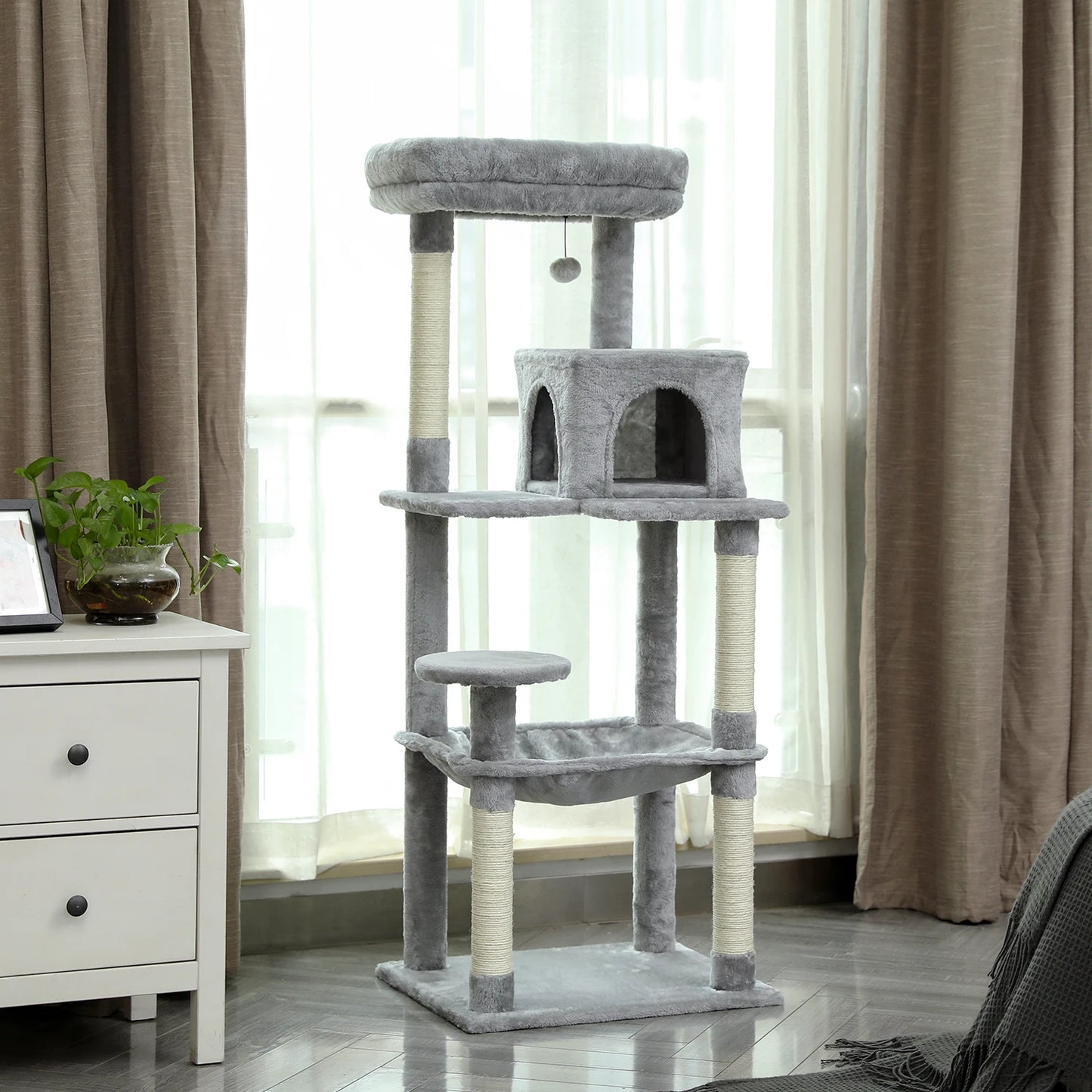 PAWZ Road Cat Tree House Condo: XL Activity Center with Double Condos and Scratching Posts
