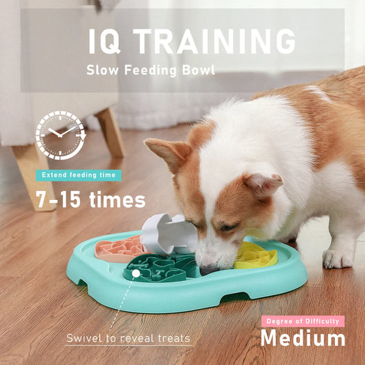 4-in-1 Dog Puzzle Toy & Licking Mat - Interactive IQ Training for Large Dogs & Cats, Slow Feeder Bowl with Non-Slip Base