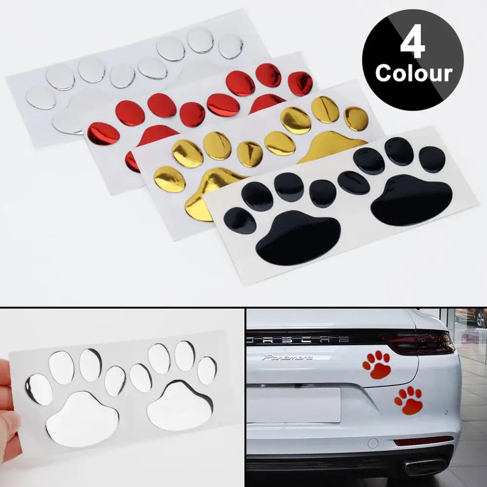 Set of 3D Animal Paw Car Stickers - Foot Prints Decal for Auto and Motorcycle