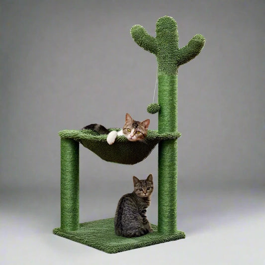 Cute Cactus Cat Tree Toy with Ball Scratching Post