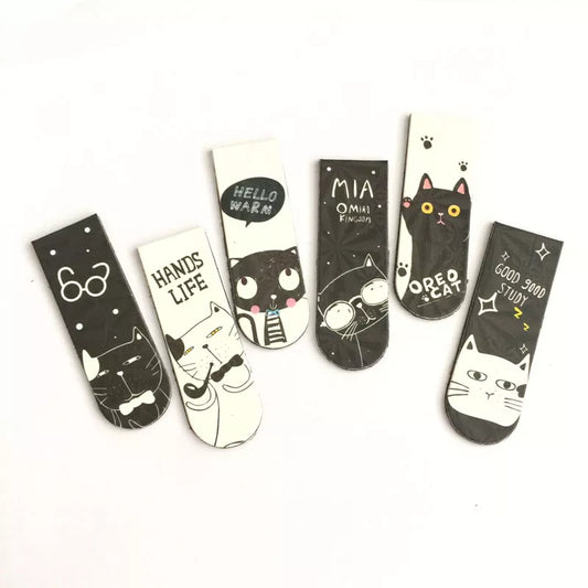 Set of 6 Kawaii Oreo Cat Cactus Magnetic Bookmarks by Able Kids