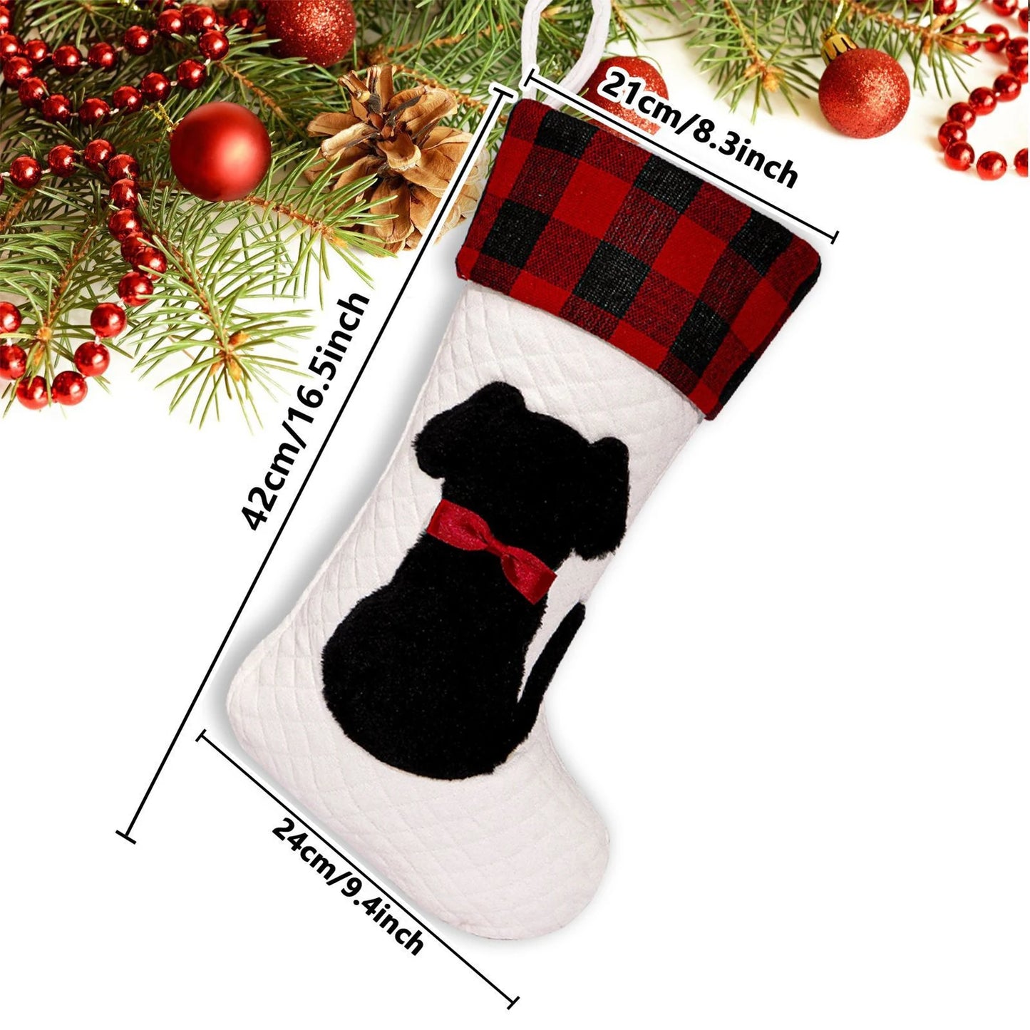 Pet Christmas Stocking Gift Bag - Red Black Checkered