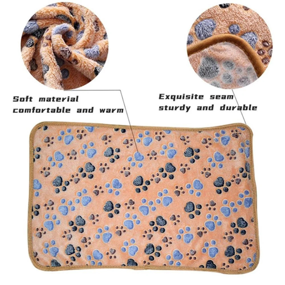 Soft Fluffy High Quality Pet Blanket Cute Paw Print Pattern Pet Mat Warm and Comfortable Blanket for Cat Dogs