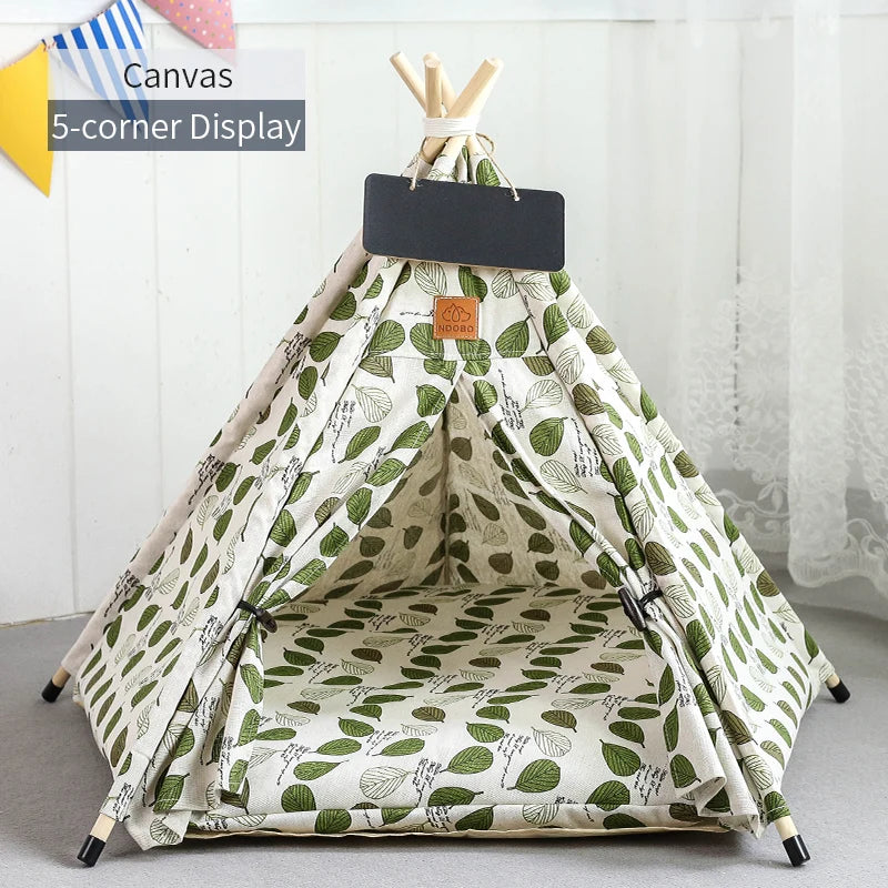 Cozy Pet Teepee Tent for Cats and Dogs – Portable, Removable, and Washable Indoor House with Cushion and Blackboard