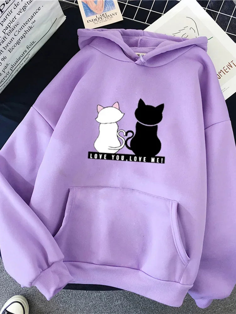 Women's Autumn Cat Print Sweatshirt