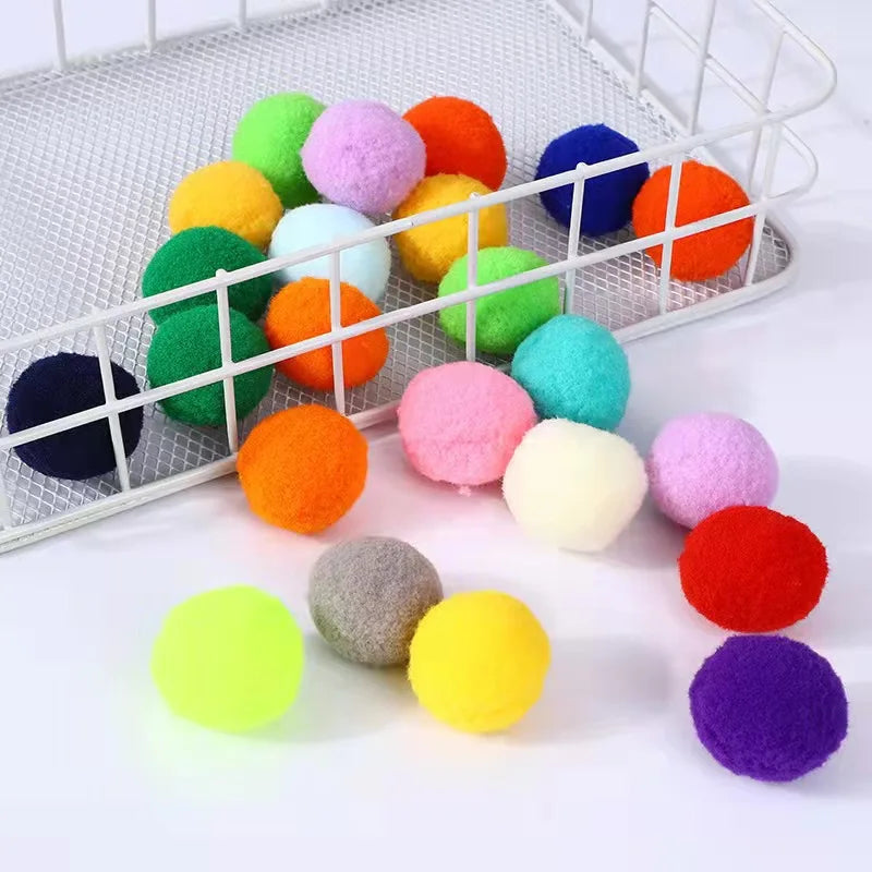 Colorful Cat Pom Pom Toy Set: 50/100 pcs Funny Stretch Plush Balls