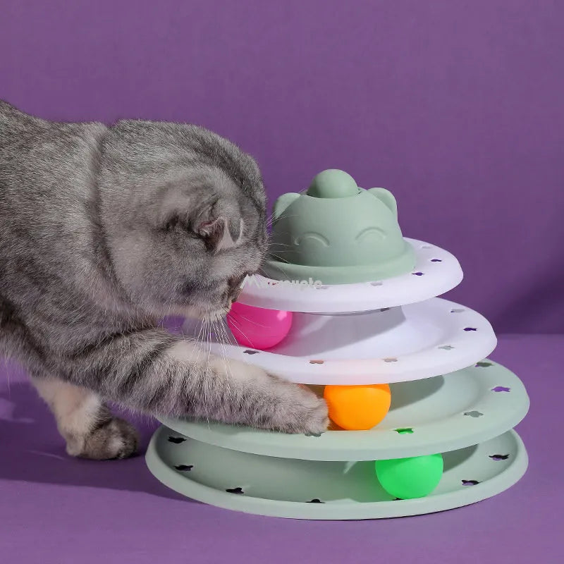 Feline Fun: 3/4-Level Cat Toy Tower Tracks