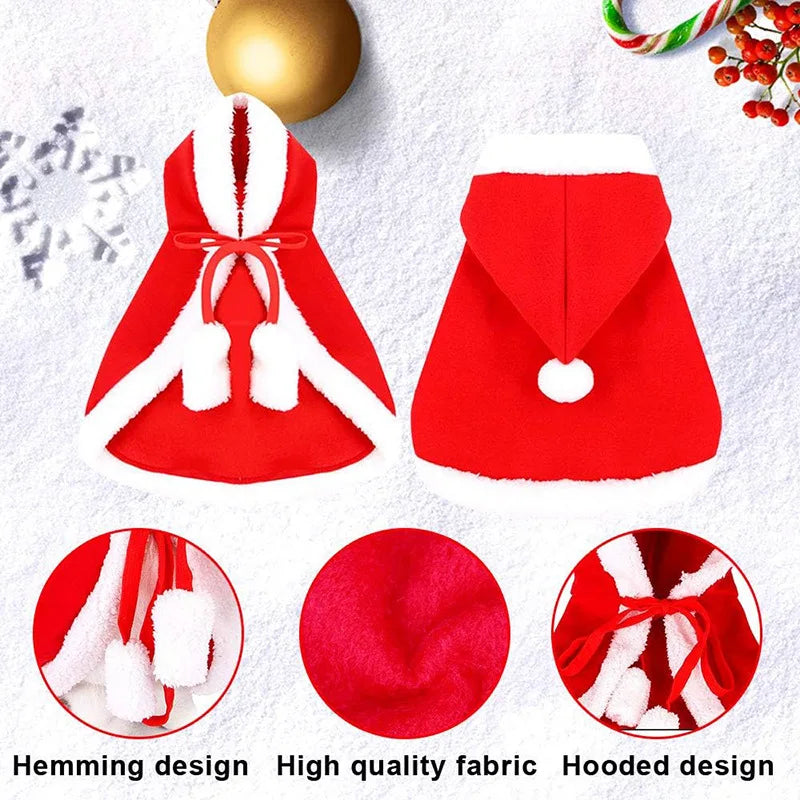 Santa Paws Pet Costume - Festive Christmas Cape and Scarf for Cats and Dogs