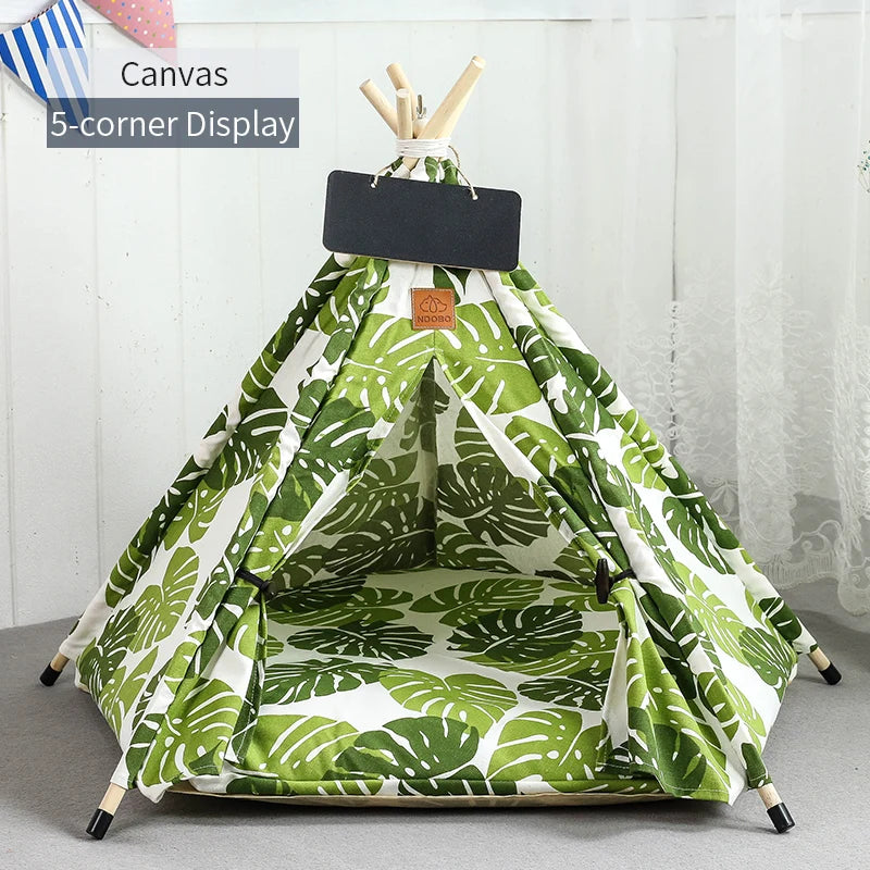 Cozy Pet Teepee Tent for Cats and Dogs – Portable, Removable, and Washable Indoor House with Cushion and Blackboard