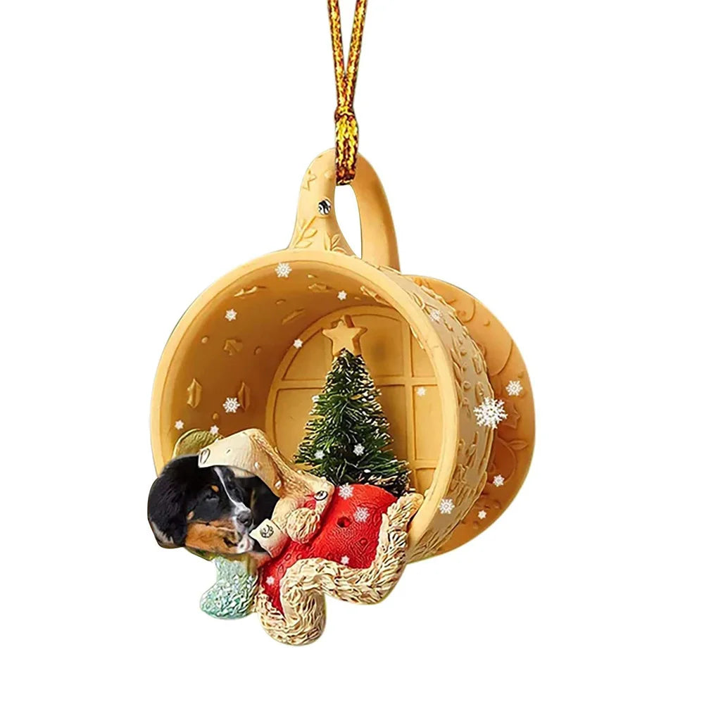 Acrylic Pet Dog Christmas Tree Pendant - Cute Witch Hat Design | Durable, Versatile Holiday Decoration