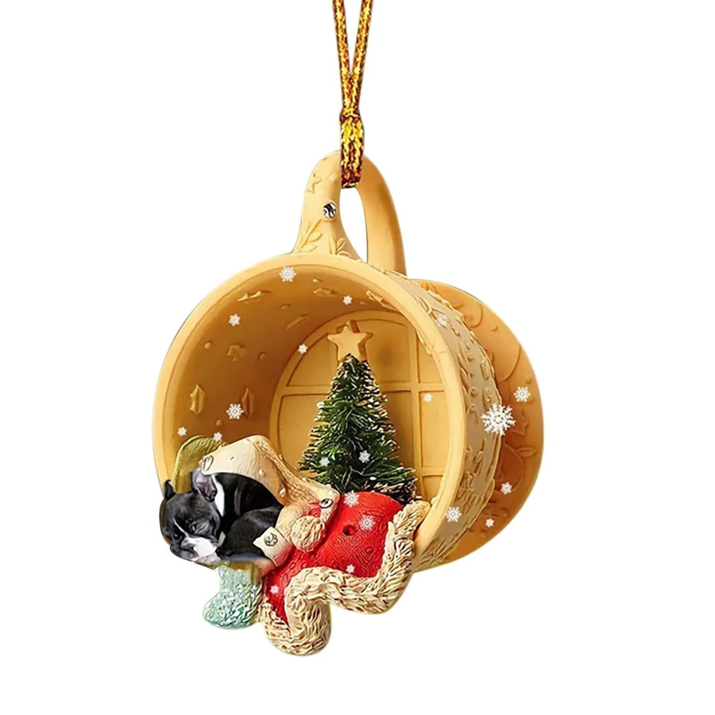 Acrylic Pet Dog Christmas Tree Pendant - Cute Witch Hat Design | Durable, Versatile Holiday Decoration