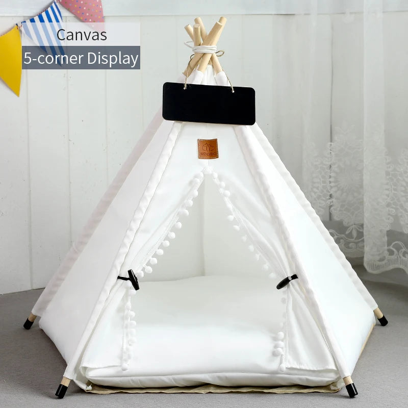 Cozy Pet Teepee Tent for Cats and Dogs – Portable, Removable, and Washable Indoor House with Cushion and Blackboard