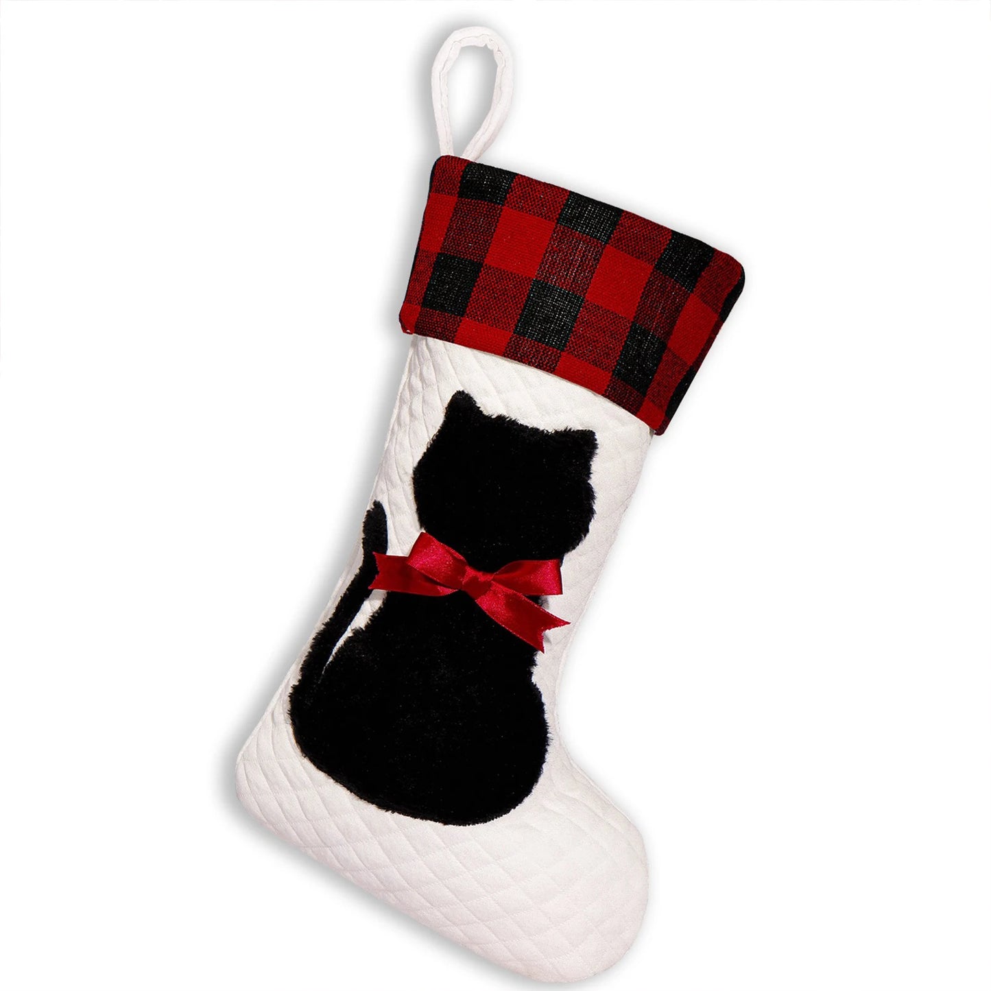 Pet Christmas Stocking Gift Bag - Red Black Checkered