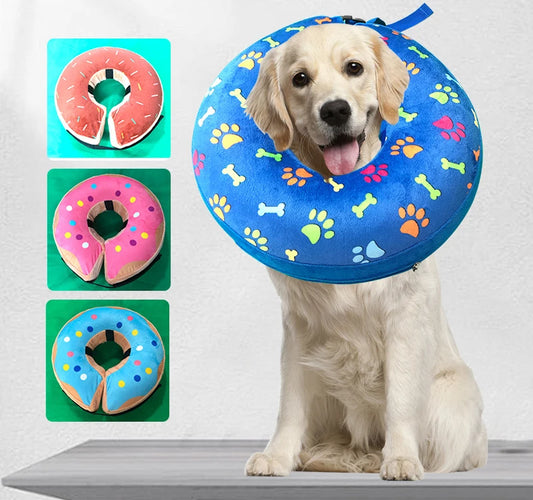 Inflatable Elizabethan Collar - Anti-Bite Recovery Protection for Dogs and Cats