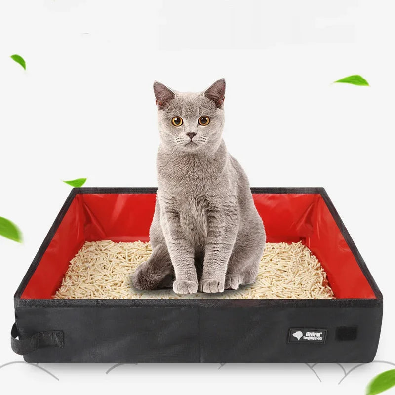 Portable Foldable Travel Pet Litter Box - Waterproof Cat and Dog Potty Tray