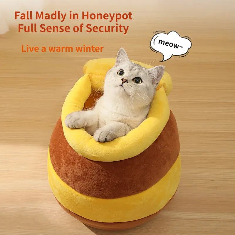 Cozy Honey Jar Cat Bed