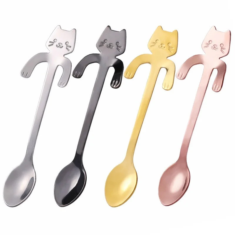 Cute Cat Shape Stainless Steel Coffee Spoon
