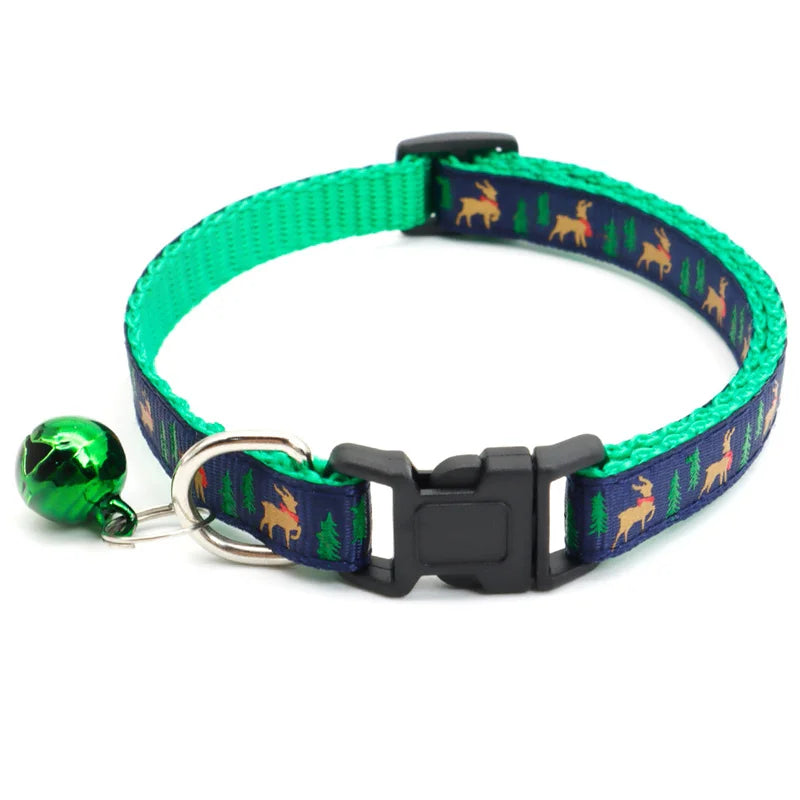 Christmas Safety Buckle Pet Collar - Adjustable Snowflake Tree Design