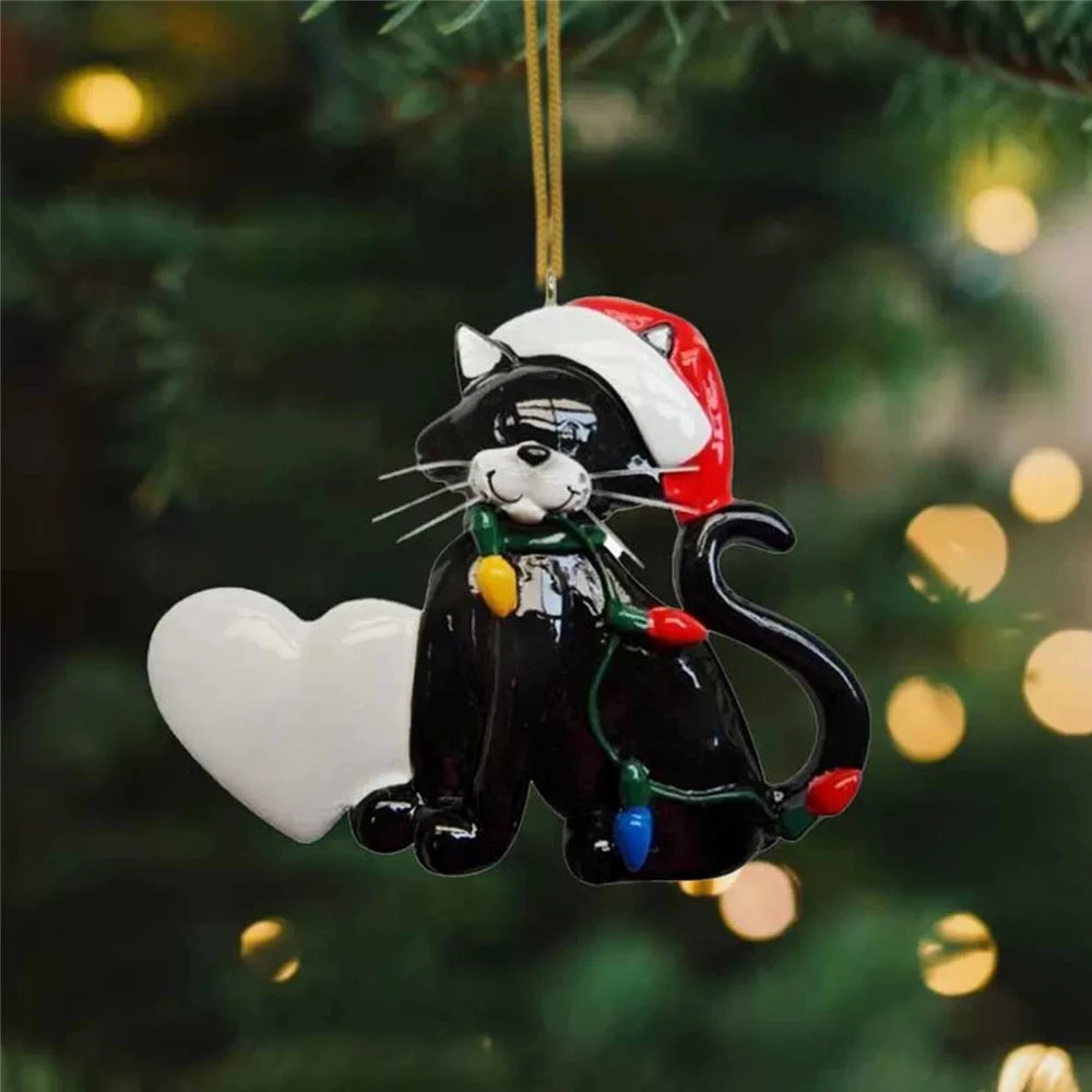 Christmas Tree Cat Decorations - Holiday Kitten Pendant