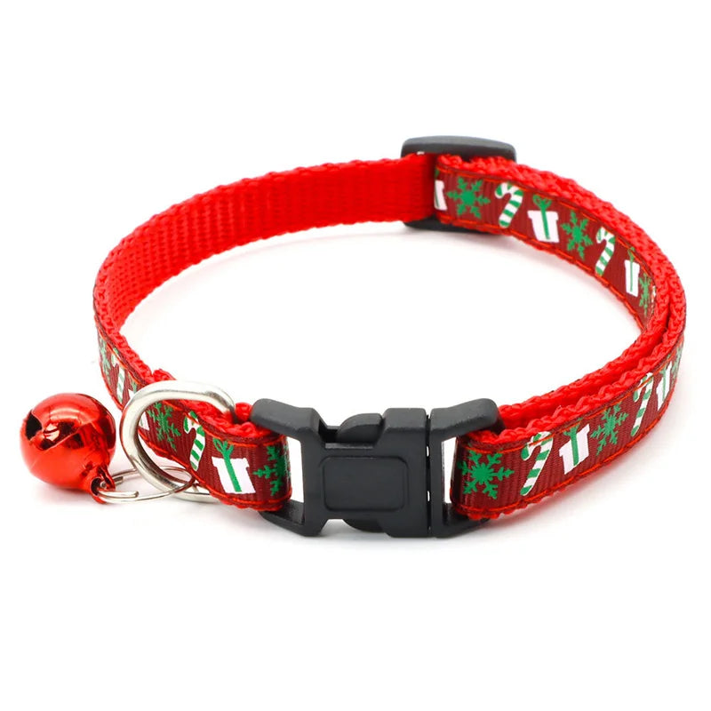 Christmas Safety Buckle Pet Collar - Adjustable Snowflake Tree Design