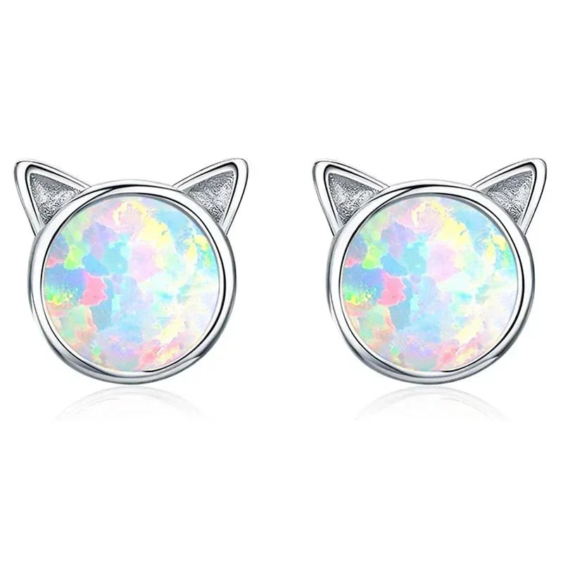 Sparkly Stud Earrings with Colorful Crystals - Unicorn, Cat, Butterfly, Rainbow, Heart, Star