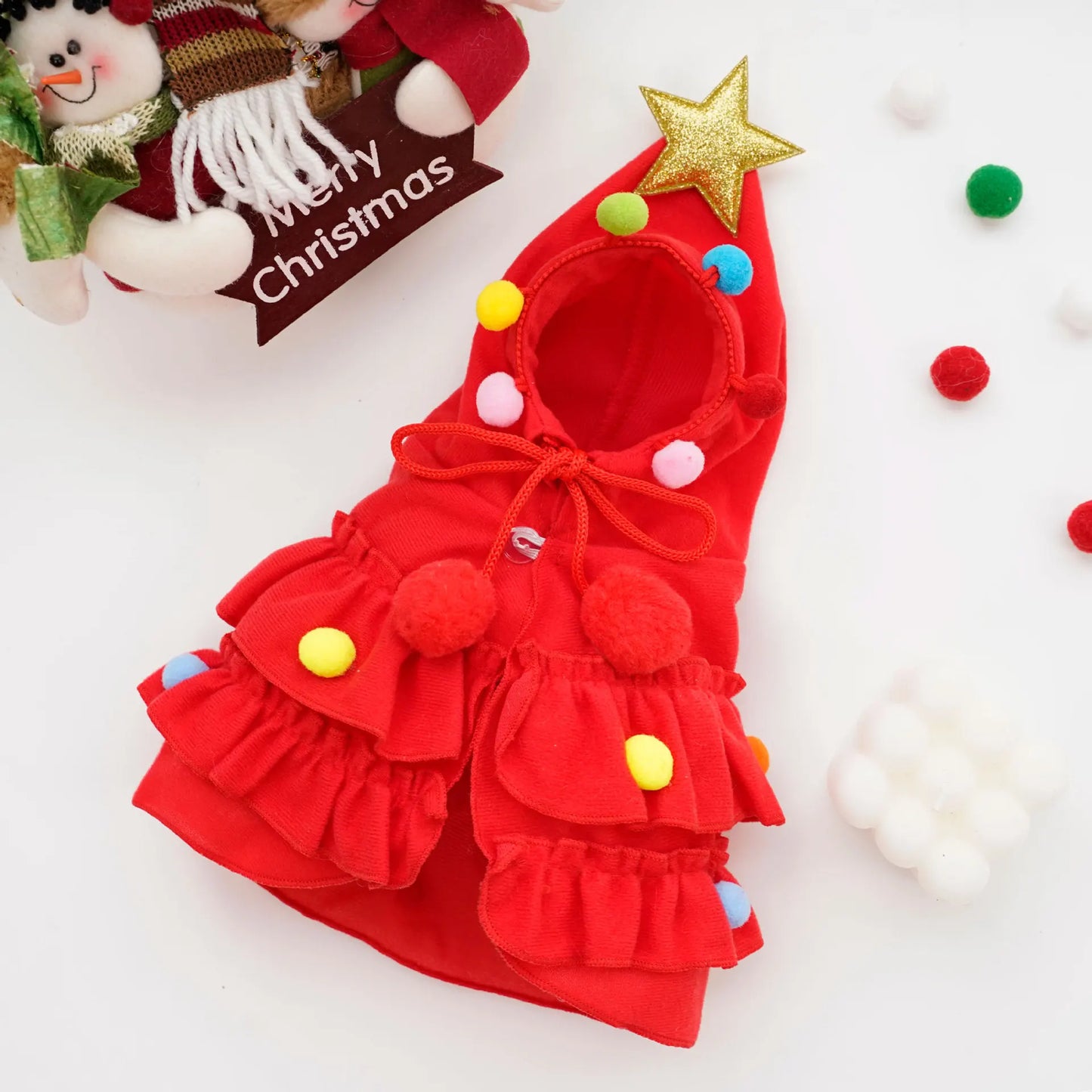 Christmas Pet Cloak - Cosplay Santa Cape and Shawl for Dogs and Cats