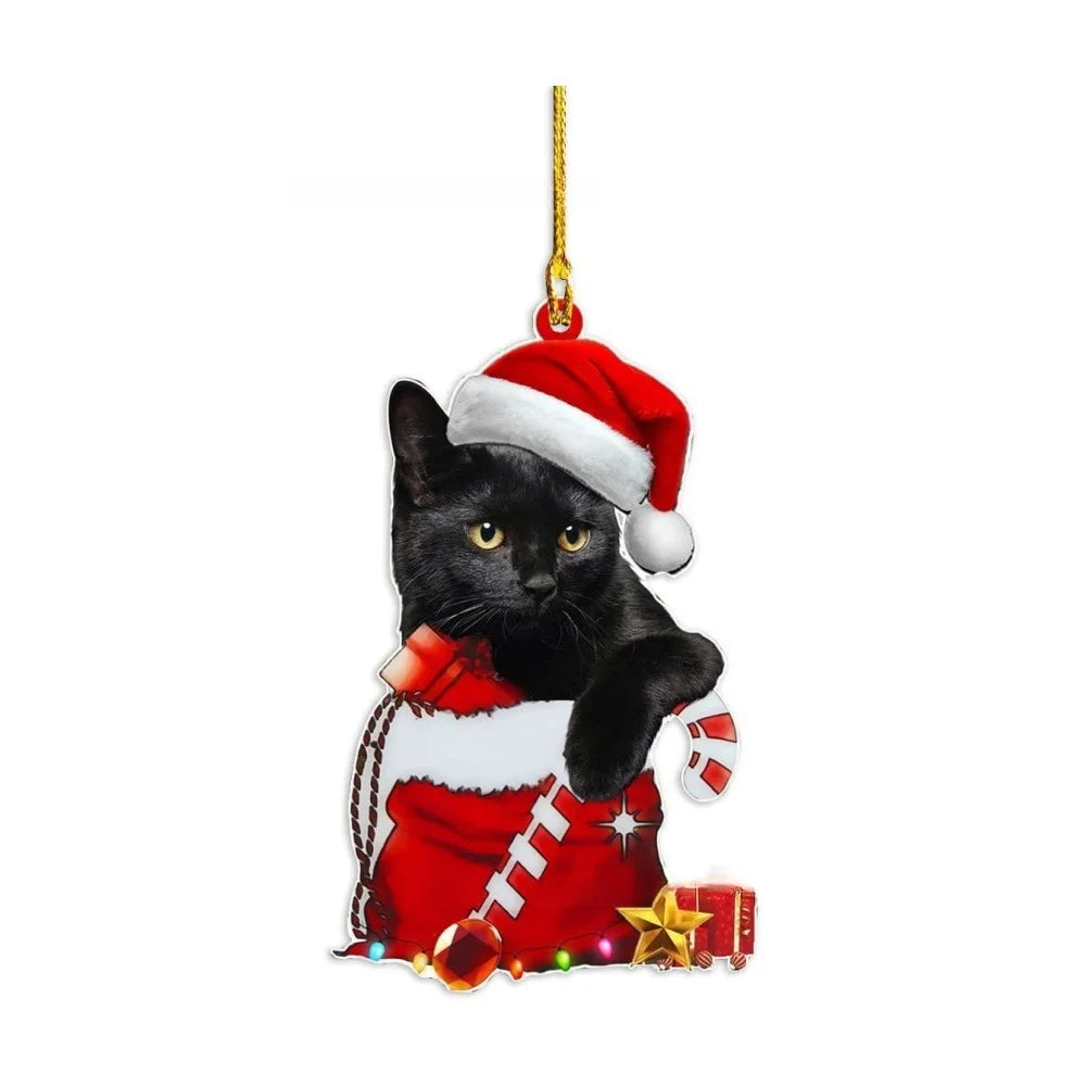 Christmas Tree Cat Decorations - Holiday Kitten Pendant