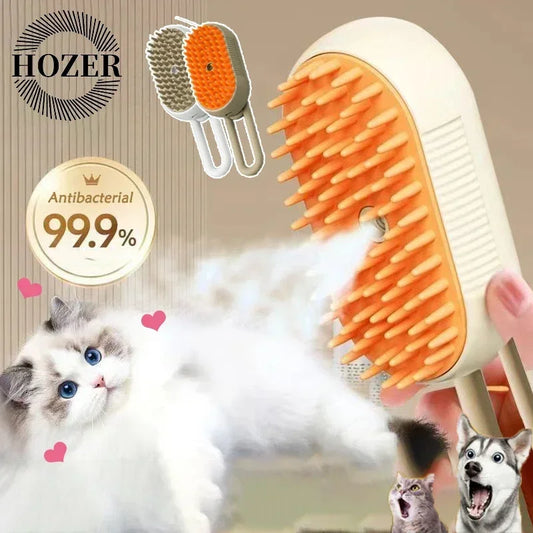 Steam Cat and Dog Brush - 3-in-1  Spray, Massage, and Hair Removal