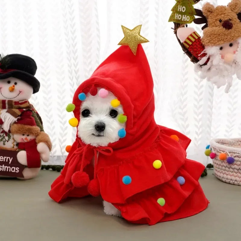 Christmas Pet Cloak - Cosplay Santa Cape and Shawl for Dogs and Cats