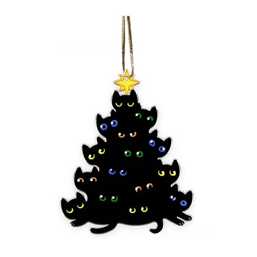 Christmas Tree Cat Decorations - Holiday Kitten Pendant