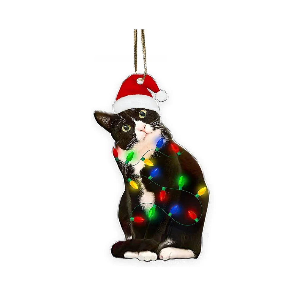 Christmas Tree Cat Decorations - Holiday Kitten Pendant