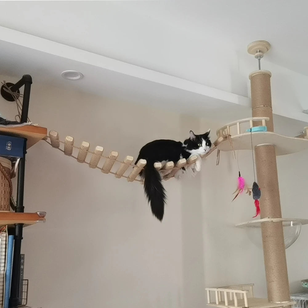 Solid Wood Wall-Mounted Cat Climbing Platforms