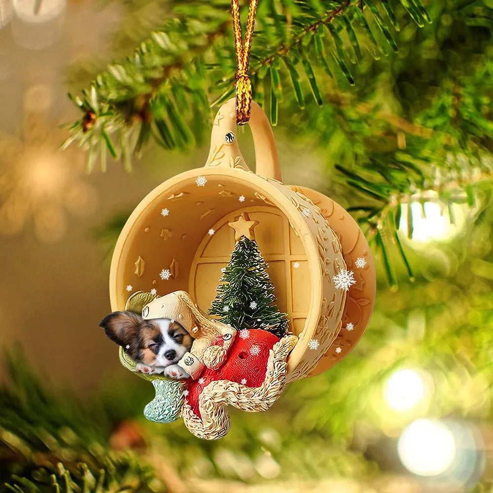 Acrylic Pet Dog Christmas Tree Pendant - Cute Witch Hat Design | Durable, Versatile Holiday Decoration