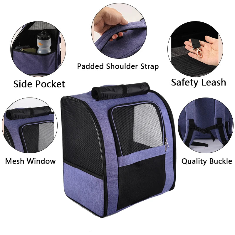 Foldable Cat and Dog Carrier Backpack - Breathable, Comfortable, and Spacious