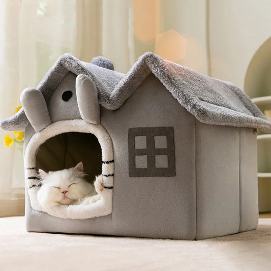 Foldable Cat House Winter Warm Cave Bed