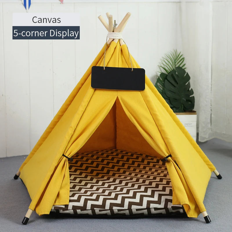 Cozy Pet Teepee Tent for Cats and Dogs – Portable, Removable, and Washable Indoor House with Cushion and Blackboard