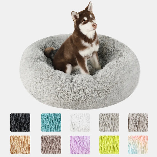 Plush Donut Pet Bed: Large Round Basket Desig