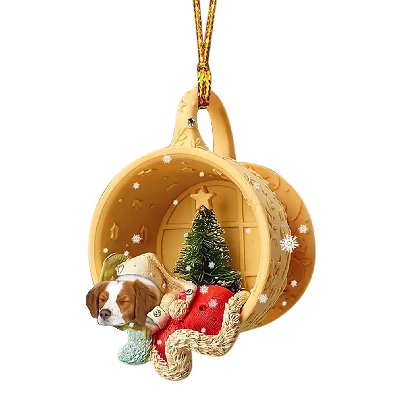 Acrylic Pet Dog Christmas Tree Pendant - Cute Witch Hat Design | Durable, Versatile Holiday Decoration