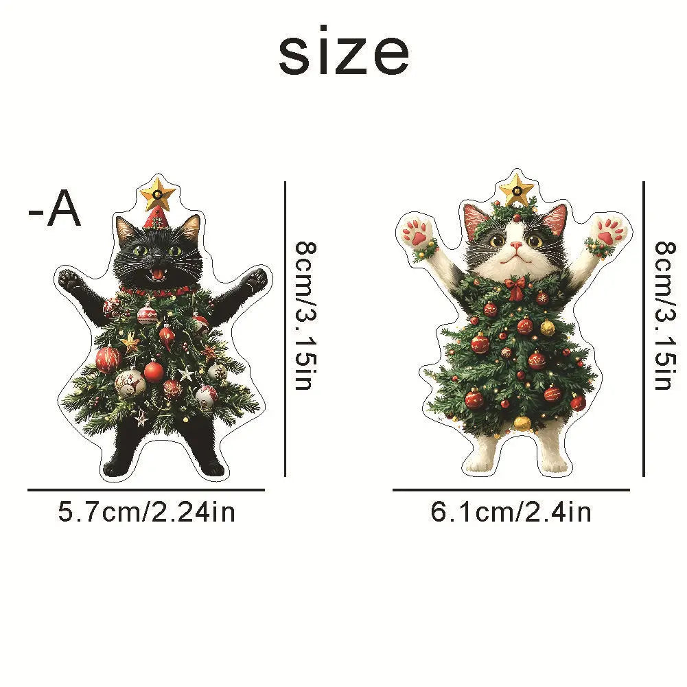 Christmas Tree Cat Decorations - Holiday Kitten Pendant