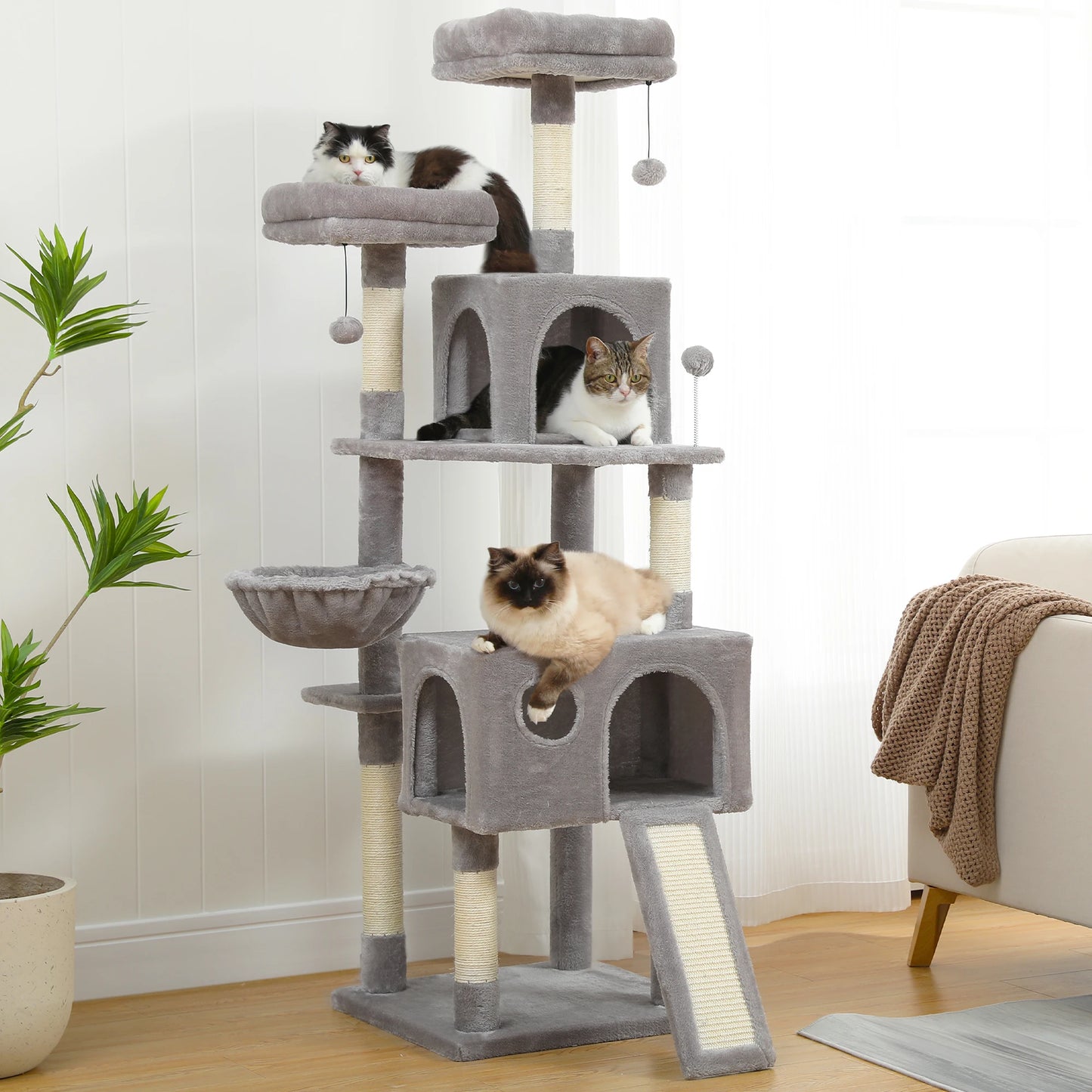 Premium Multi-Level Cat Tree: Natural Sisal Scratching Posts