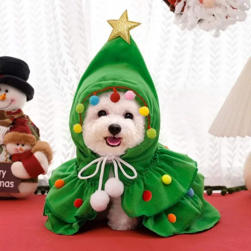 Christmas Pet Cloak - Cosplay Santa Cape and Shawl for Dogs and Cats