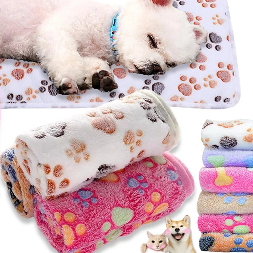 Soft Fluffy High Quality Pet Blanket Cute Paw Print Pattern Pet Mat Warm and Comfortable Blanket for Cat Dogs