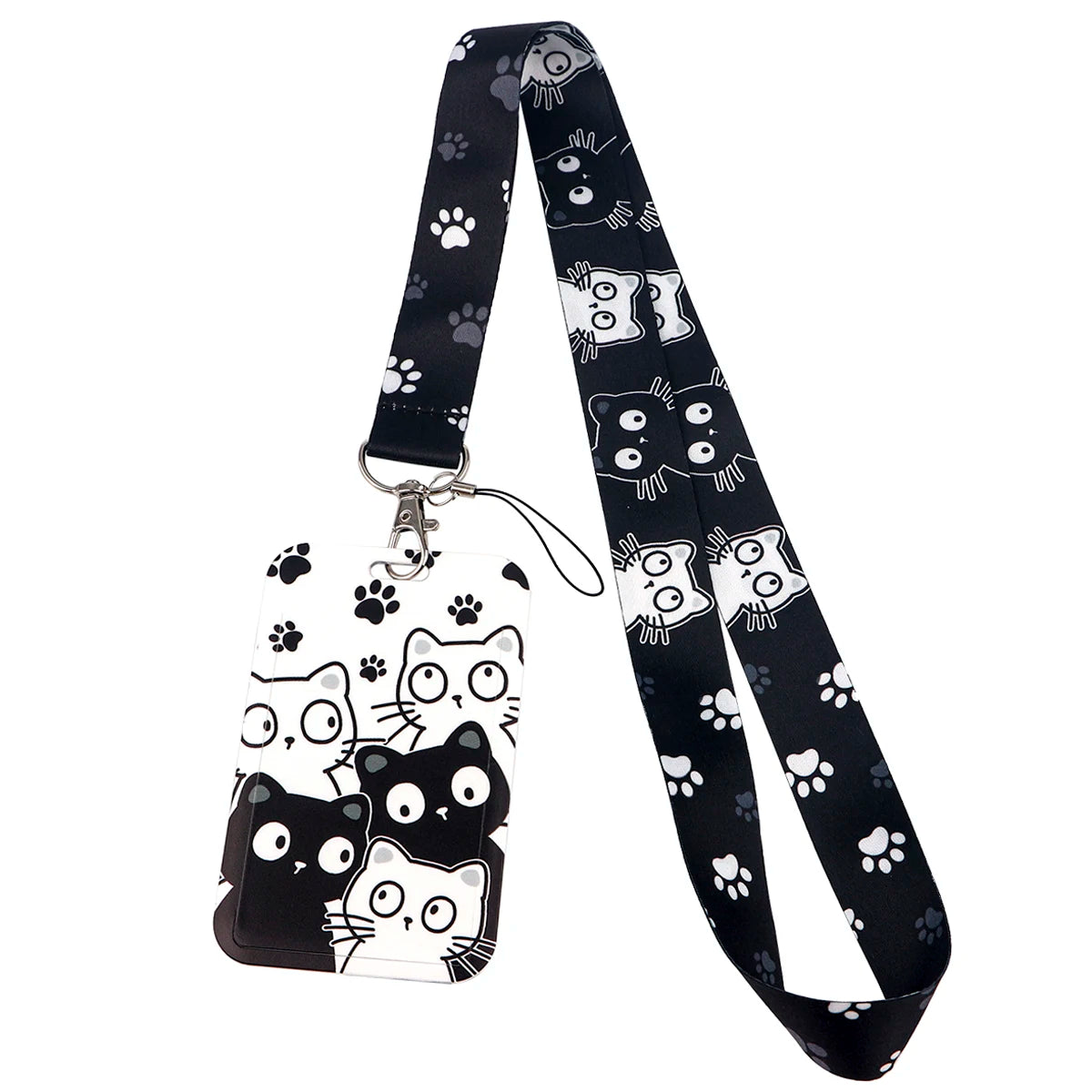 Kawaii Cat Credential Holder - Cute Cat Paw Lanyard for Keys and ID Cards