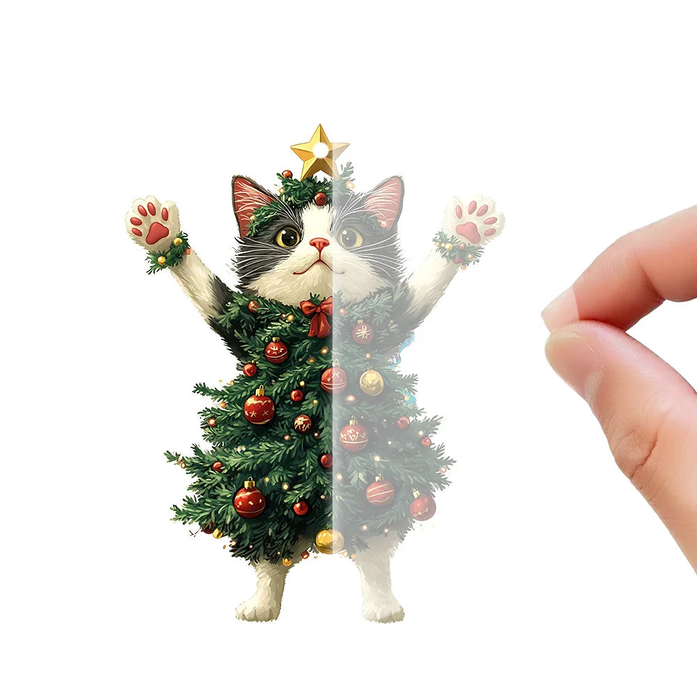 Christmas Tree Cat Decorations - Holiday Kitten Pendant