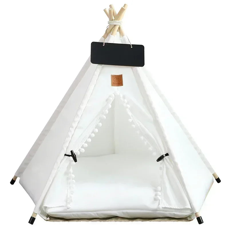 Cozy Pet Teepee Tent for Cats and Dogs – Portable, Removable, and Washable Indoor House with Cushion and Blackboard