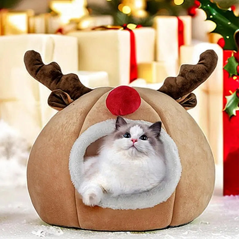 Cozy Christmas Cat Bed - Festive Comfort for Your Furry Friend