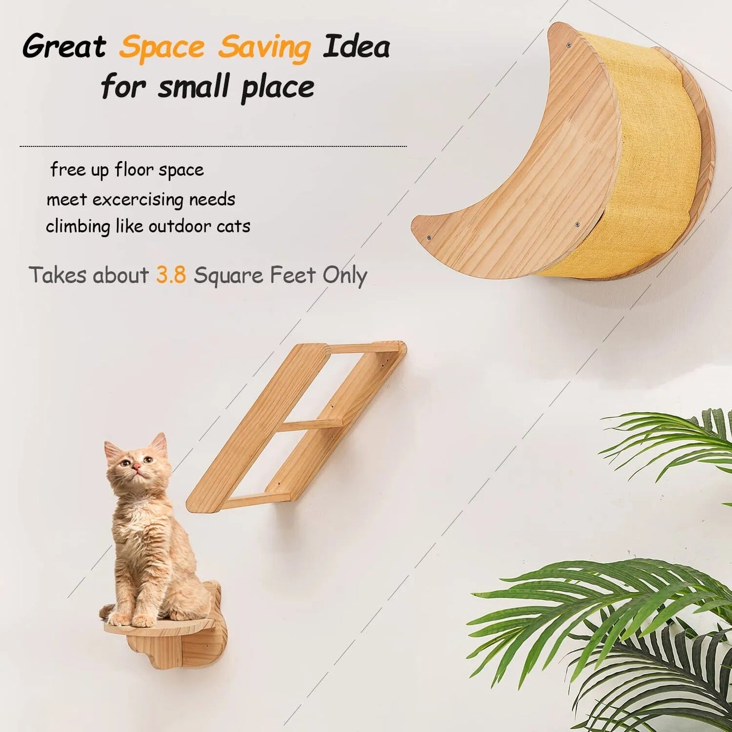 Premium Wall-mounted Cat Hammock - Handcrafted Wooden Cat Furniture