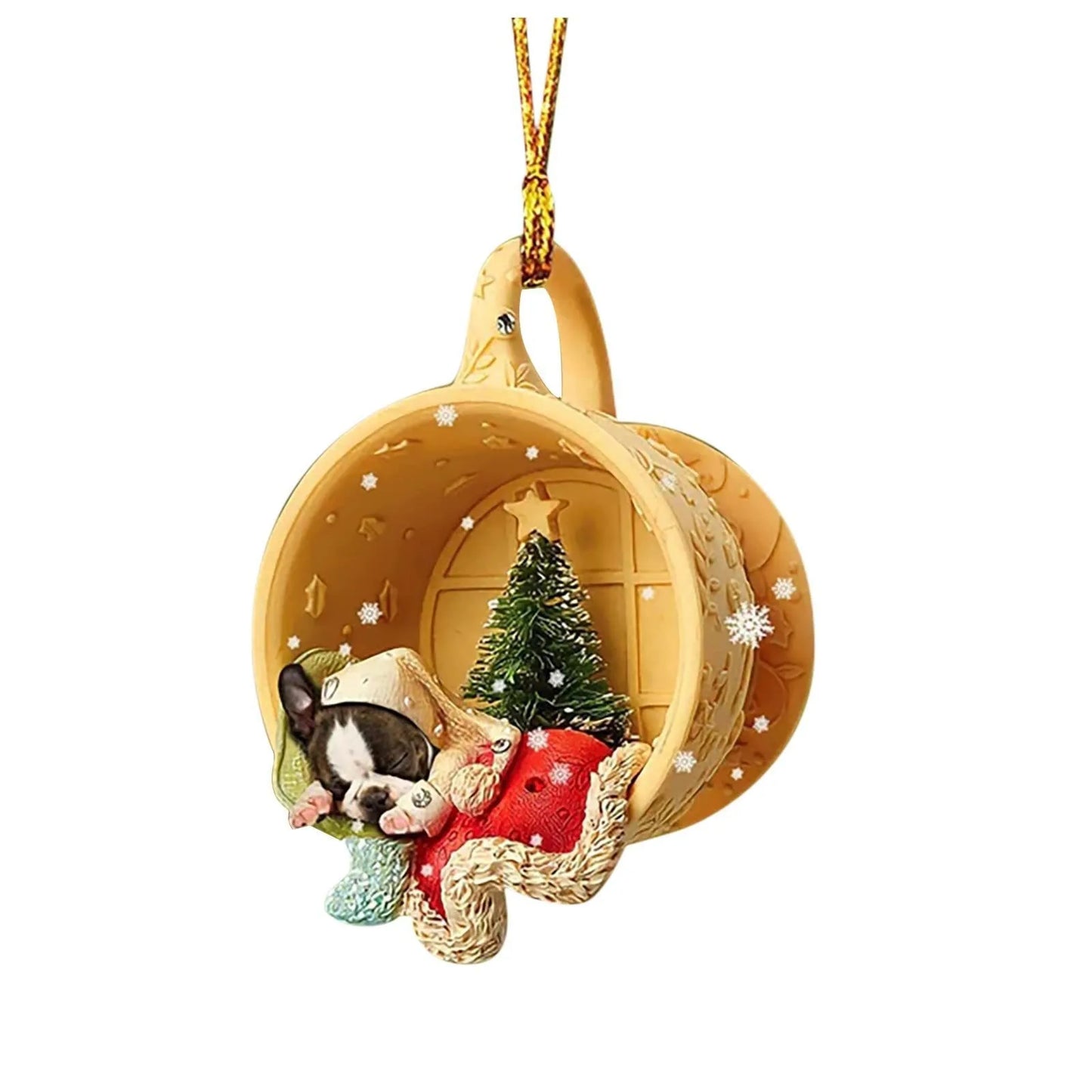 Acrylic Pet Dog Christmas Tree Pendant - Cute Witch Hat Design | Durable, Versatile Holiday Decoration