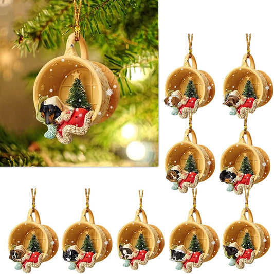 Acrylic Pet Dog Christmas Tree Pendant - Cute Witch Hat Design | Durable, Versatile Holiday Decoration