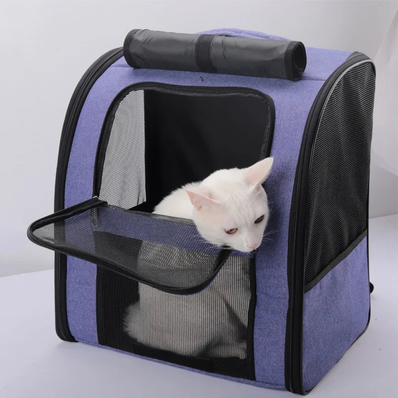 Foldable Cat and Dog Carrier Backpack - Breathable, Comfortable, and Spacious